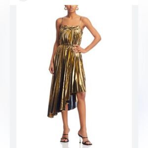 Milly | Dresses | Milly Red Asymmetric Pleated Cutout Midi Dress